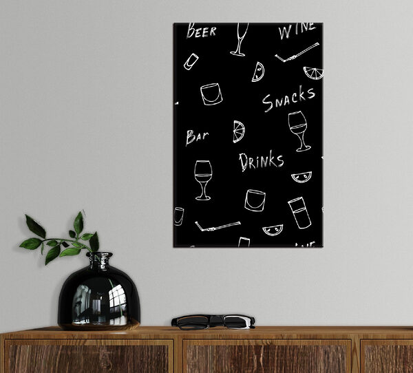 Fond noir avec texte et lunettes blancs Tableaux Fond noir avec texte et lunettes blancs