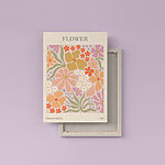 Tableaux Motif floral coloré sur fond rose