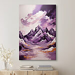 Tableaux Montagnes violettes avec nuages et ciel violet