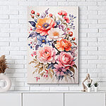 Tableaux Peinture de fleurs sur une surface blanche