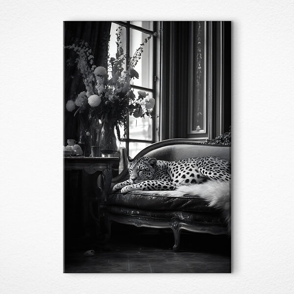 Léopard couché sur un canapé Tableaux Léopard couché sur un canapé