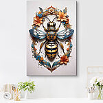 Tableaux Abeille avec des fleurs autour d'elle