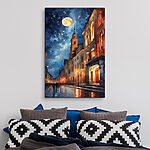 Tableaux Rue avec bâtiments et lune