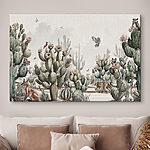 Tableaux Groupe de cactus et d'oiseaux