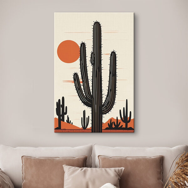 Cactus avec un soleil en arrière-plan Tableaux Cactus avec un soleil en arrière-plan