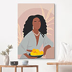Tableaux Femme aux cheveux longs portant une chemise blanche et un collier