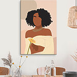 Tableaux Femme aux cheveux bouclés et à la fleur