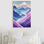 Tableaux Peinture de montagnes avec des couleurs violettes et bleues