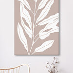 Tableaux Feuilles blanches sur fond brun