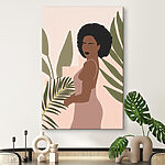 Tableaux Femme aux cheveux noirs et plante