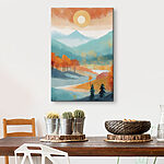 Tableaux Peinture d'un paysage avec des arbres et des montagnes