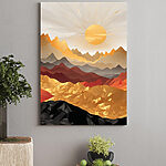 Tableaux Chaîne de montagnes avec le soleil en arrière-plan