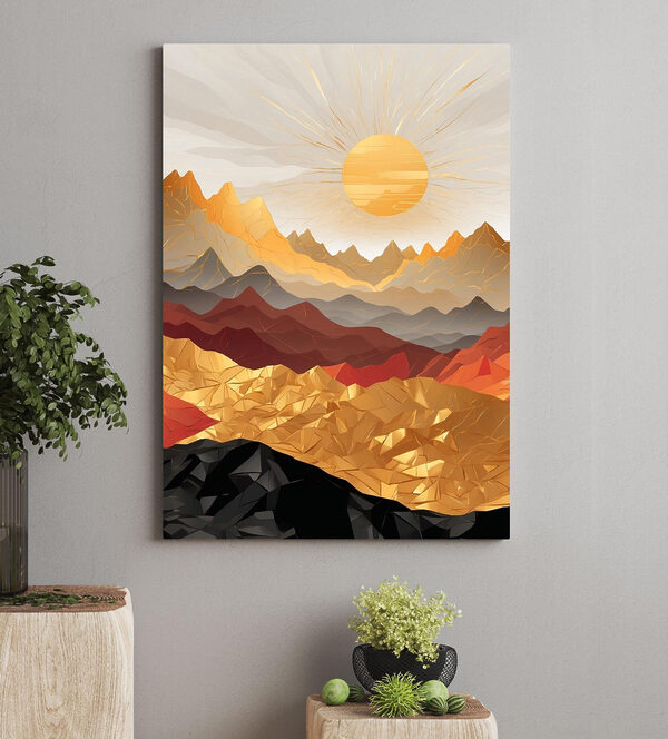 Chaîne de montagnes avec le soleil en arrière-plan Tableaux Chaîne de montagnes avec le soleil en arrière-plan