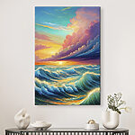 Tableaux Peinture de vagues et coucher de soleil