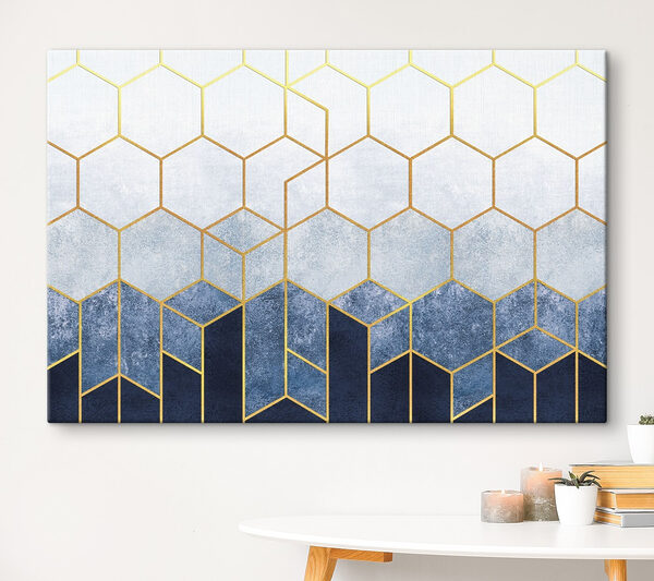 Motif d'hexagones bleus et blancs Tableaux Motif d'hexagones bleus et blancs