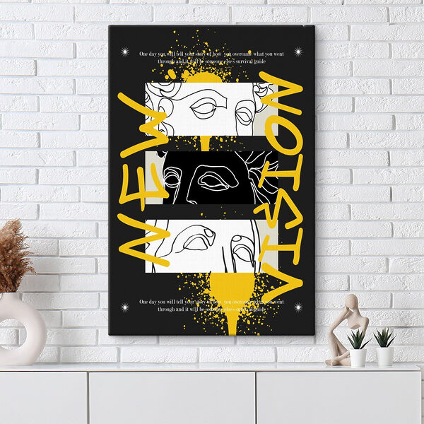 Graphisme avec texte jaune Tableaux Graphisme avec texte jaune