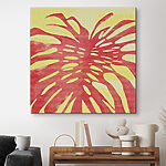 Tableaux Feuille rouge sur fond jaune