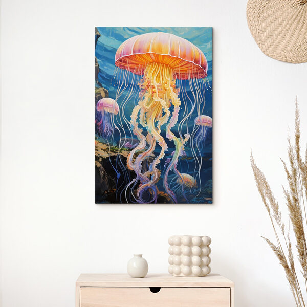 Méduses colorées nageant dans l'eau Tableaux Méduses colorées nageant dans l'eau