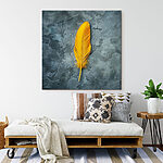 Tableaux Plume jaune sur une surface grise