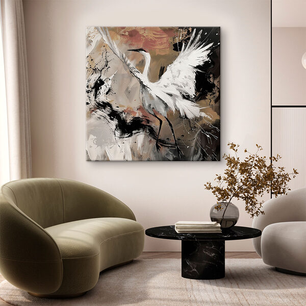 Peinture d'une grue blanche Tableaux Peinture d'une grue blanche