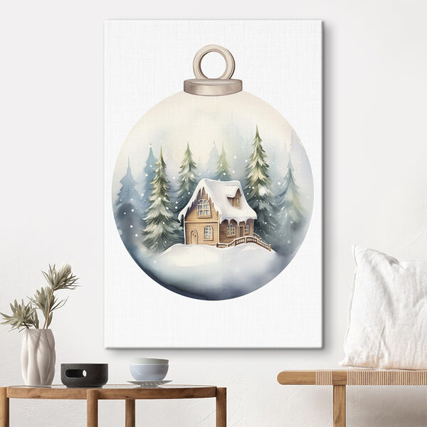 Aquarelle d'une maison dans une forêt enneigée Tableaux Aquarelle d'une maison dans une forêt enneigée
