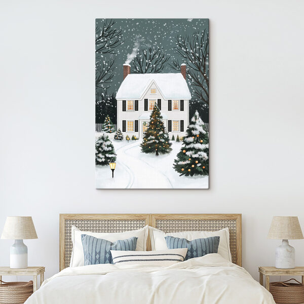 Maison avec arbres et neige Tableaux Maison avec arbres et neige