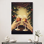 Tableaux Dessin humoristique de mains tenant des verres de vin