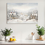 Tableaux Paysage enneigé avec maisons et arbres