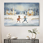 Tableaux Couple de filles marchant dans la neige