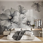 Papier peint Groupe de fleurs sur fond blanc