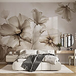 Papier peint Groupe de fleurs sur fond blanc