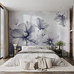 Papier peint Groupe de fleurs sur fond blanc