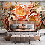 Papier peint Groupe de fleurs sur une surface blanche
