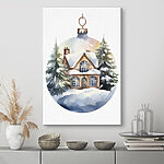 Tableaux Aquarelle d'une maison dans la neige