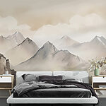 Papier peint Peinture de montagnes et de nuages