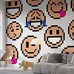 Papier peint Motif sans couture de visages souriants