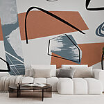 Papier peint Formes abstraites dans des couleurs sourdes.