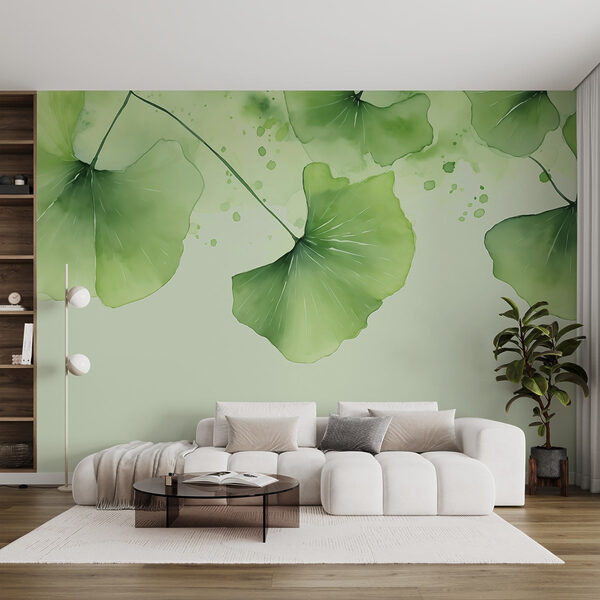 Feuilles douces dans des verts tendres Papier peint Feuilles douces dans des verts tendres
