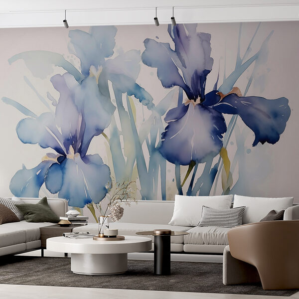 Peinture de fleurs sur fond blanc Papier peint Peinture de fleurs sur fond blanc