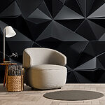 Papier peint Motif triangulaire noir et gris