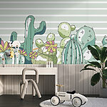 Papier peint Groupe de cactus avec fleurs