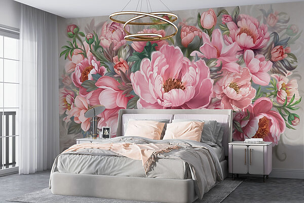 Peinture de fleurs roses Papier peint Peinture de fleurs roses