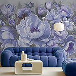 Papier peint Peinture de fleurs et de feuilles