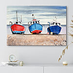 Tableaux Aquarelle de bateaux sur une plage