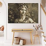 Tableaux Statue de femme avec des plumes dans les cheveux