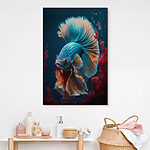Tableaux Poisson bleu et orange nageant dans l'eau