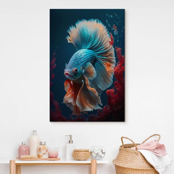 Poisson bleu et orange nageant dans l'eau Tableaux Poisson bleu et orange nageant dans l'eau