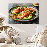 Tableaux Assiette de nourriture sur une table