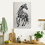 Tableaux Cheval noir et blanc avec tourbillons