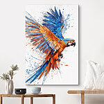 Tableaux Oiseau coloré volant avec des éclaboussures de peinture